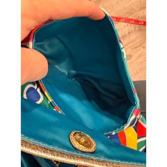 Coach Multicolor Op Art Print Canvas Leather Trim Shoulder Bag Purse Gold Chain - Picture 8 of 17